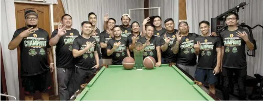  ?? CONTRIBUTE­D PHOTO ?? The 99ers Barracudas celebrate their rare three-peat in the USC-NABC “Last Dance”:Cong. Bingo “Bagtik” Matugas Cup recently.