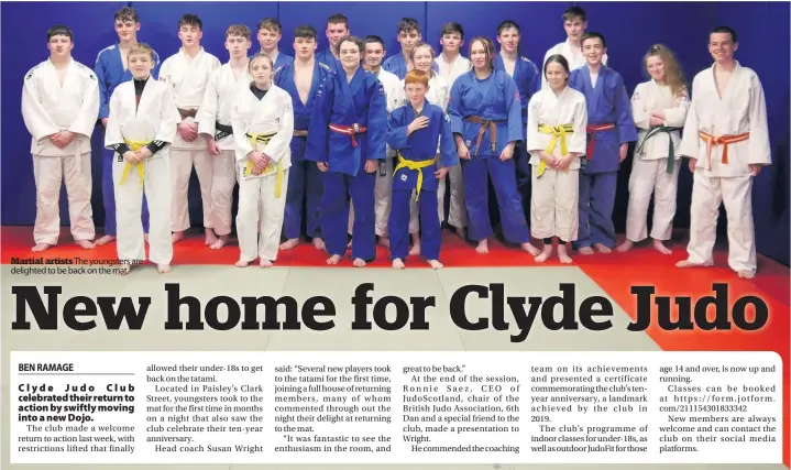  ??  ?? Martial artists The youngsters are delighted to be back on the mat