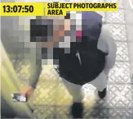  ??  ?? 13:07:50 SUBJECT PHOTOGRAPH­S AREA Slip-up: CCTV images from a Supermac’s toilet in which a man allegedly fakes a fall to claim injury