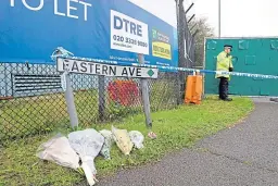  ?? Picture: PA. ?? Floral tributes at the Waterglade Industrial Park in Grays, Essex.