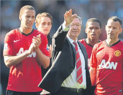  ?? FOTO: GETTY ?? Ferguson, en su despedida como entrenador del Manchester United