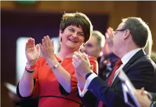  ??  ?? DUP leader Arlene Foster and DUP deputy leader Nigel Dodds during the party’s annual conference in Belfast in November. Photo: Michael Cooper/PA Wire