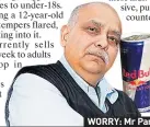  ??  ?? WORRY: Mr Parekh bans drinks