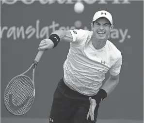  ?? AARON DOSTER/USA TODAY ?? In his last match before this week’s US Open, Andy Murray lost in the first round in the Western &amp; Southern Open in Cincinnati on Aug. 13.