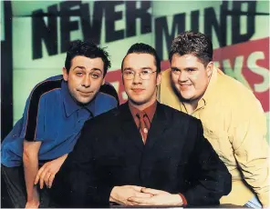  ??  ?? Hughes (left) with Mark Lamarr and Phill Jupitus on Never Mind the Buzzcocks: in subsequent years he deliberate­ly withdrew from the limelight, declining to appear on other panel shows