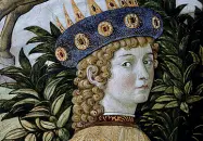  ??  ?? Il volto di Lorenzo de’ Medici poco più che bambino nella «Cavalcata dei Magi» di Benozzo Gozzoli a Palazzo Medici Riccardi