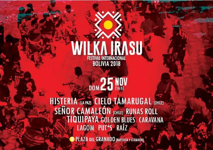  ??  ?? Corredor. Más de 20 bandas bolivianas hasta la fecha ya han visitado Iquique llevando nuestra identidad musical en el Festival Wilka Irasu.