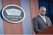  ?? (AP Photo/Alex Brandon) ?? Secretary of Defense Lloyd Austin listens to a question as he speaks during a media briefing Feb. 19 at the Pentagon in Washington.