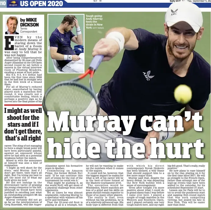  ?? GETTY IMAGES ?? Tough going: Andy Murray feels the strain in New York