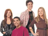  ??  ?? A photo from 2006 of the cast of Degrassi: The Next Generation with Jimmy (played by Drake) in a wheelchair after he was shot.