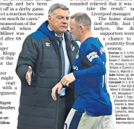  ??  ?? Angry: Wayne Rooney brushes past Sam Allardyce on the touchline