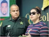  ?? RICARDO RAMIREZ BUXEDA/ORLANDO SENTINEL ?? Osceola County Sheriff Marco Lopez holds a news conference with Michelle Rodriguez, mom of Danilee Hernandez, to announce the arrest of seven suspects on Friday.