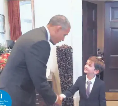  ??  ?? Alex Myteberi, 6, meets President Obama and ( right) Syrian boy Omran Daqneesh, 5, whose plight went viral.