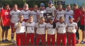  ?? Submitted Photo ?? Whitesboro’s softball team celebrates its regional title at home on Thursday, beating Pittsburg 9-2 in the first round and defeating LeFlore 17-5 to punch its ticket to the Class A state tournament. Austyn Wright hit two home runs. Samantha Craig and Kinley Barron also hit home runs.