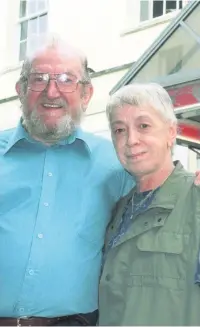  ??  ?? Liz and David Evans outside Carmarthen’s Lyric Theatre.