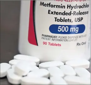  ?? TRIBUNE NEWS SERVICE ?? Metformin extended release 500 mg tablets.
