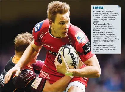  ?? PICTURES: Getty Images ?? Back in the fray: Saracens-bound Liam Williams returns at full-back for Scarlets