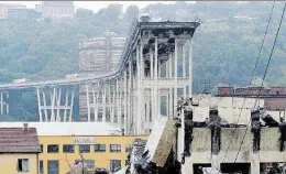  ?? LaPresse ?? Lo scheletro Ciò che resta del ponte Morandi