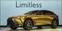  ?? DING / AP TONY ?? Lexus is playing with the idea of a flagship crossover SUV. The LF-1 Limitless shown above at the Detroit auto show can be powered by a fuel cell, a hybrid system, gasoline or a battery.