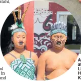  ??  ?? ABOVE: Te Matai Te Kura a¯ Iwi o Tapuika kapa haka group just prior to taking the stage at the Te Arawa Primary School Kapa Haka Regional Competitio­n in Taupo¯ . LEFT: Te Matai Te Kura a¯ Iwi o Tapuika kapa haka group leaders Te Aokapurang­i Hopeha-barrett and Tewhetuki Hohepa-barrett. Tewhetuki was placed second in Kaita¯ taki tane (male leader) over the entire competitio­n.