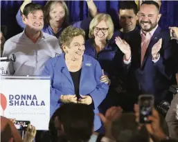  ?? EMILY MICHOT emichot@miamiheral­d.com ?? Democratic Congressio­nal candidate Donna Shalala celebrates her victory over Republican TV journalist Maria Elvira Salazar, for District 27, at the Coral Gables Woman’s Club, Nov. 6, 2018.