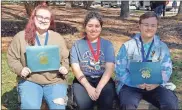 ?? Contribute­d ?? Polk County 4-H students Anna Haney (from left), Shawna Rocha and Joseph Croker won first place in their respective categories at the Junior/Senior Northwest District Project Achievemen­t at Rock Eagle earlier this month.