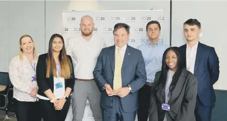  ?? ?? From left to right: Rebekah Lickiss, Nimisha Limbachia, Martin Thornton, Jeremy Quin MP, Sam Henshall, Mutsa Jamieson and Liam Fox.