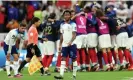  ?? Tolga Bozoğlu/EPA ?? Raheem Sterling featured in the 2022 World Cup quarter-final against France before missing a few squads and ultimately being dropped from England duty. Photograph:
