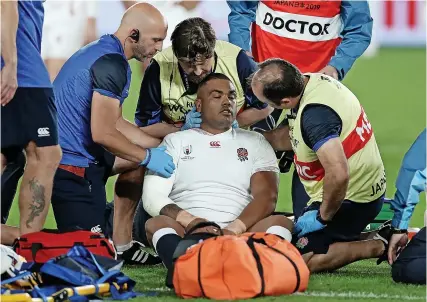  ?? Picture: David Rogers/Getty ?? England’s Kyle Sinckler receives treatment in the World Cup final against South Africa