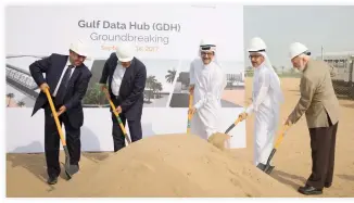  ??  ?? Top officials from Gulf Data Hub, King Abdullah University of Science and Technology and Ashi Bushnag were among top executives who attended Monday’s ground-breaking ceremony. (KAUST photo)
