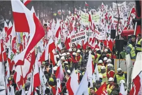  ?? PHOTOGRAPH: MAR MARQUES/ANADOLU/GETTY ?? ▲ Polish farmers protest against the EU green deal and the import of grain from Ukraine in Warsaw last month