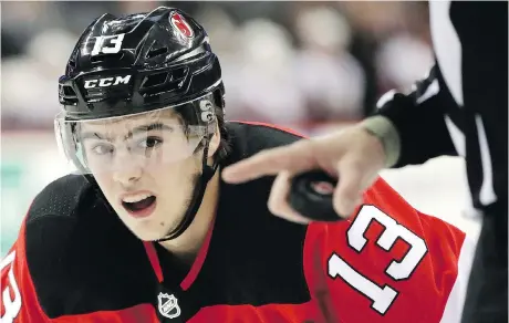  ?? JULIO CORTEZ/THE ASSOCIATED PRESS ?? No. 1 overall pick Nico Hischier was among a crop of young players who helped engineer a major turnaround for the New Jersey Devils last season that produced an unexpected playoff berth.