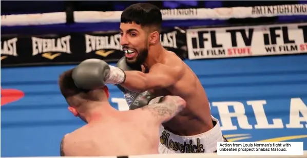  ??  ?? Action from Louis Norman’s fight with unbeaten prospect Shabaz Masoud.