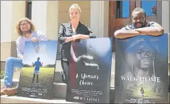  ?? Picture: GILLIAN McAINSH ?? PROUDLY CREATIVE: AFDA students Wesley Roodt, left, and Loren Buchner directed and Sipho Bosa wrote the films, from left, ‘Bear’, ‘A Mother’s Choice’ and ‘The Walk Home’ respective­ly