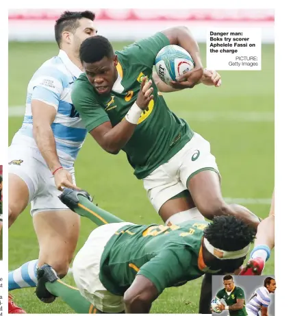  ?? PICTURE: Getty Images ?? Danger man: Boks try scorer Aphelele Fassi on the charge