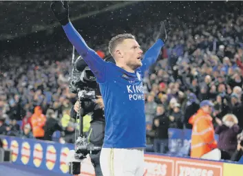  ??  ?? Jamie Vardy celebrates yet another goal for Leicester City.