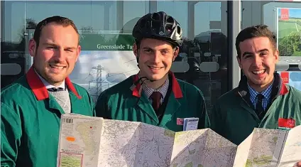  ??  ?? From left: Andrew Clements, James Wotton and Jamie Batt will be taking on the 230-mile Tour of GTH for charity next month