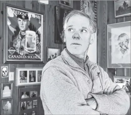  ?? THE CANADIAN PRESS ?? Michael Hornburg, whose son Nate was the 71st Canadian soldier to die in Afghanista­n, speaks about his son at his home in Calgary on March 4, 2014. The family of a father who fell ill following a hiking trip to Spain to memorializ­e his soldier son says...