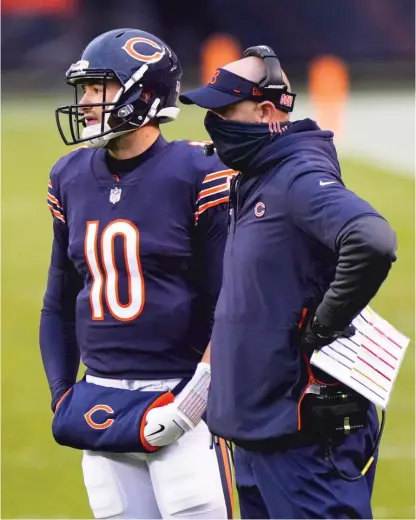  ?? AP ?? Bears coach Matt Nagy didn’t exactly turn quarterbac­k Mitch Trubisky into a star. He gets a second chance with Justin Fields.