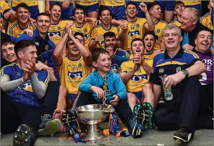  ??  ?? JOY: Kevin McStay celebrates with his team in their dressing room after the Connacht final against Galway