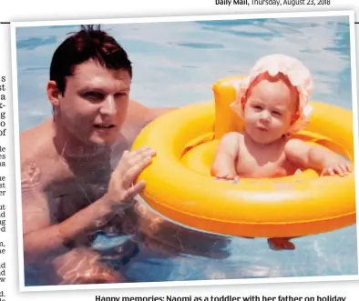  ??  ?? Happy memories: Naomi as a toddler with her father on holiday