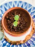 ??  ?? (left) The luscious tiramisu is presented in a vessel resembling a plant holder.