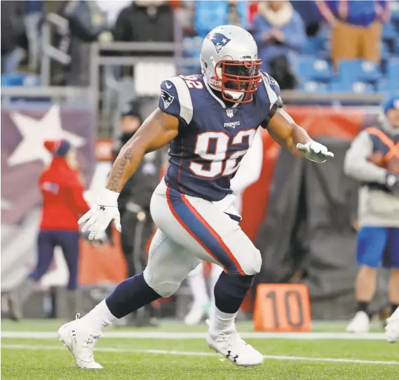  ?? WINSLOW TOWNSON/USA TODAY SPORTS ?? Outside linebacker James Harrison has helped the Patriots play better against the run in the postseason after he joined the team in the last week of the regular season.