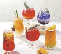  ?? ?? SECRET Recipe’s signature drinks: Kiwi Lime Twilight Tea, Gingered Lychee Grove Tea, Pop of Berry Delight, Citrus Sea of Blue Tea, Berry Breeze Black Tea and Citrus Sunrise.