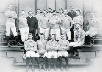  ?? ?? Having a ball: Frank Moss (arms crossed, centre of middle row) in Lancashire colours