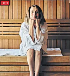  ?? ?? HOT
Bliss: sweating it out in the sauna helps fans like Marina Fogle, inset, sleep like a baby