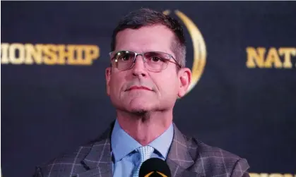  ?? ?? Jim Harbaugh is leaving the University of Michigan to accept the head coaching vacancy with theLos Angeles Chargers. Photograph: Kirby Lee/USA Today Sports