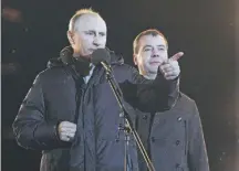  ?? / GETTY ?? Putin y Medvedev, tras la elección presidenci­al de 2012, cuando el primero fue electo con el 58% de los votos.