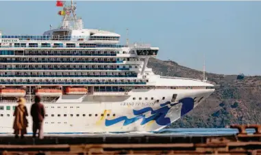  ?? Gabrielle Lurie/The Chronicle 2020 ?? The Grand Princess cruise ship enters the S.F. Bay in 2020. The city is a site to behold from any ship.
