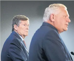  ?? COLE BURSTON THE CANADIAN PRESS FILE PHOTO ?? Mayor John Tory endorsed the transit deal made with the provincial government of Doug Ford. Royson James says the city will probably be crying a river about the agreement in 20 years.